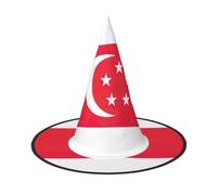 Chapeau de sorcière imprimé drapeau de Singapour pour Halloween, cosplay, fête, vacances