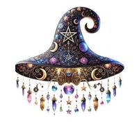 Chapeau de sorcière magique lumineux pour Halloween - Décoration de jardin, d'arbre et de cour avec éclairage d'ambiance mystique (orange)