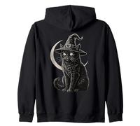 Chapeau de sorcière Mignon Black Cat Lune Rétro Coquette Boho Halloween Sweat à Capuche