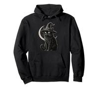 Chapeau de sorcière Mignon Black Cat Lune Rétro Coquette Boho Halloween Sweat à Capuche