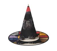 Chapeau de sorcière mignon pour Halloween, petit chien noir, chapeau de sorcière, chapeau de magicien, accessoires de costume pour cosplay, fête, bal masqué pliable 1