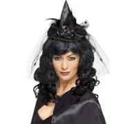 Chapeau De Sorcière Noir Pour Femmes Accessoire De Costume D'Halloween