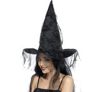 Chapeau De Sorcière Noir Pour Femmes Accessoire De Costume D'Halloween
