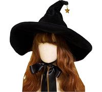 Chapeau de sorcière noire, Wizard Black Wizard pour femmes filles Lolita Halloween Witch with Big Brim Cosplay Party Costume Costume Performance Accessoires, Chapeaux