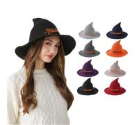 Chapeau de sorcière personnalisé avec broderie de nom,Idéal pour fêtes costumées et bals masqués, ce couvre-chef sorcière sublime votre style,Un chapeau emblématique des sorcières,8 coloris