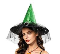 Chapeau De SorcièRe Pointu Halloween, Chapeaux Pointus Chapeau Sorciere Large Bord Avec Voile Pour Une FêTe CostuméE, Halloween, Les Vacances SpéCiales, Les RéUnions De Famille, Les Anniversaires 2026