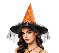 Chapeau De SorcièRe Pointu Halloween, Chapeaux Pointus Chapeau Sorciere Large Bord Avec Voile Pour Une FêTe CostuméE, Halloween, Les Vacances SpéCiales, Les RéUnions De Famille, Les Anniversaires#