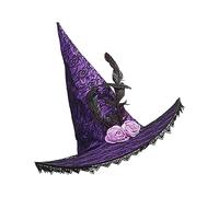 Chapeau de sorcière pour adulte - Chapeau de sorcière avec bord en dentelle - Costume de sorcière d'Halloween pour femme