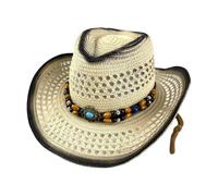 Chapeau de sorcière pour femme - Chapeau de cowboy western pour homme et femme - Chapeau élégant avec large bord - Ruban de perles - Chapeau classique pour la mode country en plein air, Noir1, M