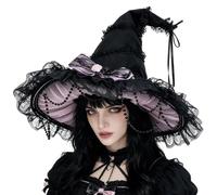 Chapeau de sorcière pour femme Décor de costume Lolita à large bord