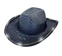 Chapeau de sorcière rose pour femme avec bord à plumes argenté et bord lumineux - Accessoire élégant et accrocheur, Noir , taille unique