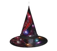 Chapeau de sorcière rose rosée - Lumière colorée à DEL - Chapeaux de sorcière pour femmes Halloween Atmosphère festive Convient pour les fêtes