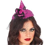 Chapeau de sorcière serre-tête avec voile en filet scintillant Rose Accents scintillants Accessoire élégant Pour les fans de magie Costume Party, Couleur : Violet