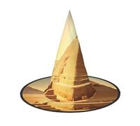 Chapeau de sorcière unisexe avec imprimé pyramide égyptienne dans le désert pour adolescents et adultes