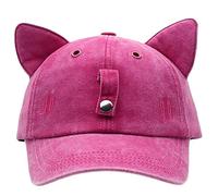 Chapeau de sport unique et décontracté avec oreilles de chaton - Chapeau réglable pour voyage, accessoires photo, activités de plein air, Rose rouge sans gla, Taille unique