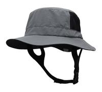 Chapeau de Surf UPF 50+ Chapeau de Surf avec Bord Large, Trous d'oreille et Bracelet Menton adjuable pour Hommes Femmes Taille Moyenne Bustrable Chinlon Bouchon pour Les Sports Nautiques, Gri