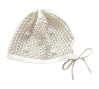 Chapeau de tête de mort à fleurs roses pour fille - Chapeau assorti - Pull en crochet - Turban creux respirant, blanc, Taille unique