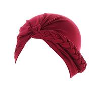 Chapeau de tête ethnique, turban pour femme, multicolore, tresse latérale, hijab, couleur unie, chapeau musulman Baotou bandeau élastique fin pour femme, b, Taille unique