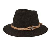 Chapeau de trajet large pour homme | Chapeau en feutre | Chapeau de randonnée Tiroler-Art - 100 % laine avec cordon de chanvre, edelweiss et chanvre étroit - en 3 - Gris - XX-Large