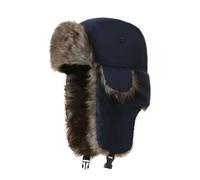 Chapeau de Trappeur d'hiver Unisex Chapka en Fausse Fourrure Bonnet Aviateur avec Earflap Anti Russe Ushanka pour Activités de Plein Air (FR/ES, Alpha/Lettres, Taille Unique, Bleu)