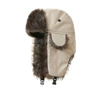 Chapeau de Trappeur d'hiver Unisex Chapka en Fausse Fourrure Bonnet Aviateur avec Earflap Anti Russe Ushanka pour Activités de Plein Air (FR/ES, Alpha/Lettres, Taille Unique, Beige)