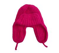Chapeau de trappeur en tricot russe Automne Hiver Mode Tricot Cache-oreilles Filles Crochet Cache-oreilles Tricoté, rose rouge, Taille unique