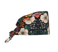 Chapeau de travail respirant à motif floral coloré avec bandeau absorbant et nœud arrière réglable, convient pour homme et femme
