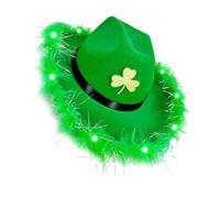 Chapeau de trèfle vert à LED populaire pour la StPatricks - Accessoires de vacances irlandais - Pour fête, festival, événement - Pour tous les âges
