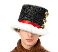Chapeau de vacances - Couvre-chef de Noël rouge classique, détail de cloche avec bordure blanche en peluche, tissu doux, ajustement confortable réglable, accessoire de costume de fête pour adultes, fe