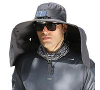 Chapeau de ventilateur à énergie solaire, 3 vitesses Brim Sun Hat, ventilateur de charge solaire et USB, pêche réglable avec bracelet pour hommes Femmes Summer Sports randonnée plage, gris fonc