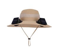 Chapeau de ventilateur à énergie solaire - Chapeau de pêche en plein air rechargeable avec 2 refroidisseurs d'air respirant pour homme et femme - Pour l'extérieur, la plage, le jardinage, le camping