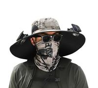 Chapeau de ventilateur à énergie solaire,Chapeau de soleil d'extérieur à large bord - Visière de refroidissement à large bord rechargeable portable pour sports de plein air Camping Jardinage Activités