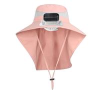 Chapeau de ventilateur rechargeable par USB avec protection solaire, double méthode de charge, chapeau à large bord, châle pour enfants en plein air, rose, S