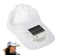Chapeau de ventilateur solaire : bonnet de refroidissement réglable, couvercle d'aération avec énergie solaire intégrée, équipement d'extérieur avec protection UV avec flux d'air mains libres |, blanc