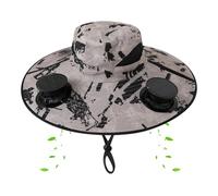 Chapeau de ventilateur solaire - Conception de seau de protection UV réglable à large bord avec ventilation solaire intégrée Chapeau de soleil extérieur Hommes Femmes Chapeaux de refroidissement Chape