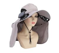 Chapeau de Ventilateur Solaire Extérieur, Flux d'air Réglable à Un Large Refroidissement de Refroidissement, Conception de Pliage pour Jardinage (Silver)