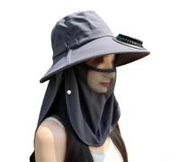 Chapeau de ventilateur solaire respirant avec design d'éventail sécurisé dix fois plus que les ventilateurs externes visibilité dégagée pour le cyclisme, la pêche et la randonnée (gris foncé)