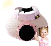 Chapeau de Ventilation Solaire | Couvre-Chef à Bord Large à 3 Vitesses - Pare-Soleil Respirant pour,pour activités de Plein air Sports de Piscine, Chapeau de Paille Solaire Rose
