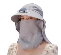 Chapeau de ventilation solaire - Protection de nuque amovible avec protection du visage - Large bord - Protection UV - Respirant - Chapeau de soleil - Foulard amovible - Protection du visage - Pour