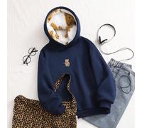 Chapeau décontracté et moelleux style léopard pour préadolescentes, motif étoile à cinq branches et imprimé léopard, convient pour le style de rue, Sweat-shirt à capuche 8Y,9Y,10Y,11Y,12YPolyester