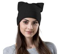 Chapeau D'Élément d'oreilles De Chat Noir 1 Pièce, Chapeau Tricoté Mignon, Chapeau Chaud pour Femmes, Chapeau d'automne Et d'hiver, Chapeau D'Extérieur Polyvalent