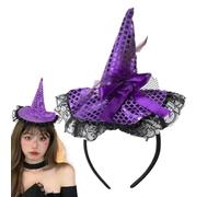Chapeau Des Sorcières - Bandeau De Costume D'Halloween | Paillettes, Lace Hoop Band, Fancy Disch Hair Accessory - Girls, Garçons, Femmes, Party, Cosplay, Événement Scolaire, Gathering The Cymed, Fun F