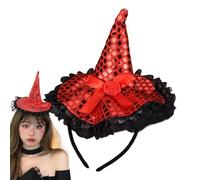Chapeau Des Sorcières - Bandeau De Costume D'Halloween | Paillettes, Lace Hoop Band, Fancy Disch Hair Accessory - Girls, Garçons, Femmes, Party, Cosplay, Événement Scolaire, Gathering The Cymed, Fun F