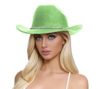 Chapeau d'été à paillettes argentées noires pour femmes Western Sparkly Strass Chapeau pour femme Chapeau de soleil léger Enfant, Vert clair., taille unique