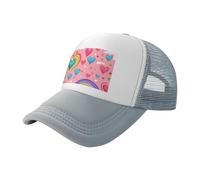 Chapeau d'été arc-en-ciel Gay Pride imprimé cœurs casquette de baseball en maille respirante unisexe tendance plein air plage pêche sports, gris, taille unique