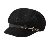 Chapeau d'été décontracté léger à bord court avec sangle décorative, style extérieur respirant pour femme, Noir , taille unique