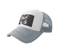 Chapeau d'été motif tête de mort fantôme horreur casquette de baseball respirant maille unisexe tendance plein air plage pêche sport, gris, Taille unique