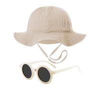 Chapeau D'Été pour Bébé 1 Pièce, Lunettes De Soleil 1 Pièce, Chapeau Seau D'Été, Chapeau Réglable, Chapeau De Soleil D'Extérieur