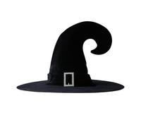 Chapeau d'Halloween - 0 chapeau de sorcière, chapeau de sorcière noir avec boucle argentée en velours pour Halloween, taille S