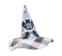 Chapeau d'Halloween, accessoires de costumes pour filles, conception montepointe d'art folklo Sombrero de bruja acolchada, accesorio de Halloween de arte popular para disfraces de escenario, ropa deco